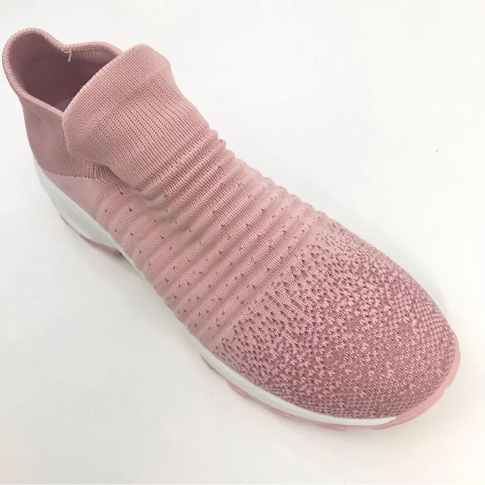 STQ Pink Gradient Air Cushion Speckled Knit Sock Athletic Walking Sneakers